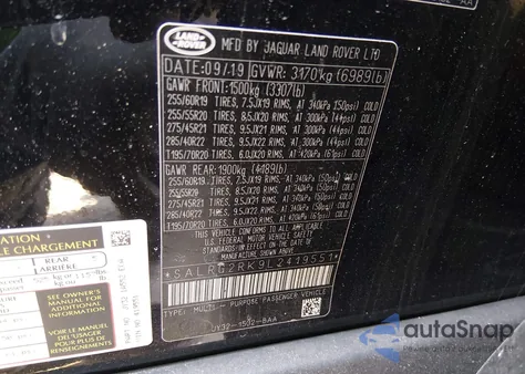 2020 Land Rover Discovery Se Td6 from USA, damaged, VIN SALRG2RK9L2419551